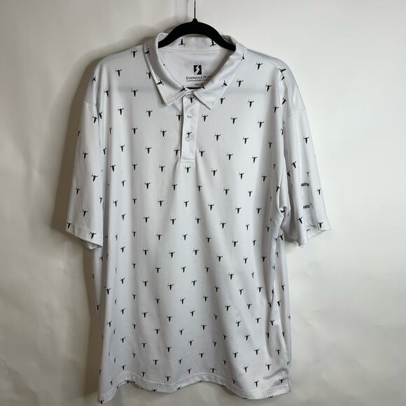 Golf Polo Design of Golfer Silhouette White Black Sz 2X - Picture 1 of 5